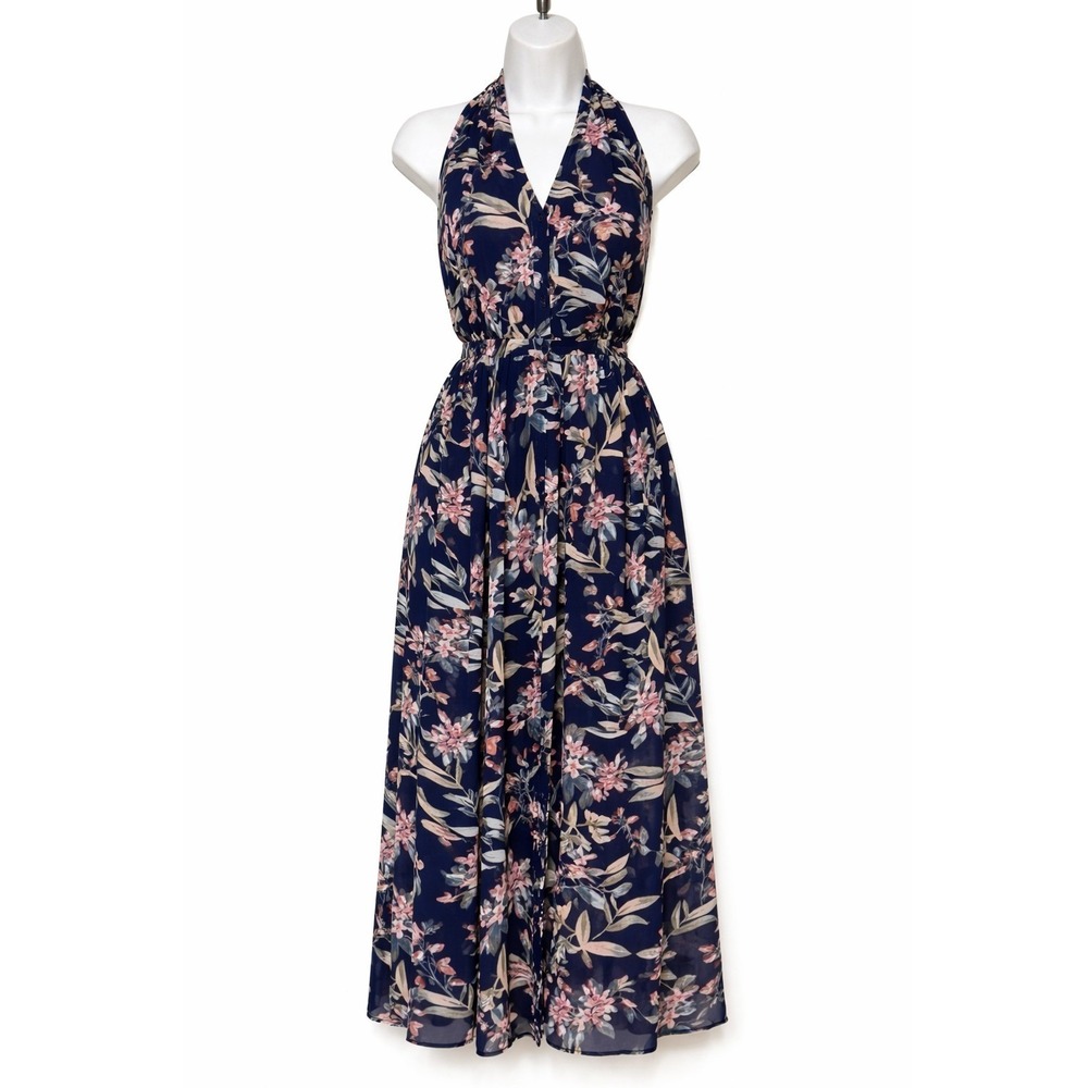 Gal Meets Glam‎ Whimsical Floral Halter Maxi Dress Womens Size 8 Wedding Guest